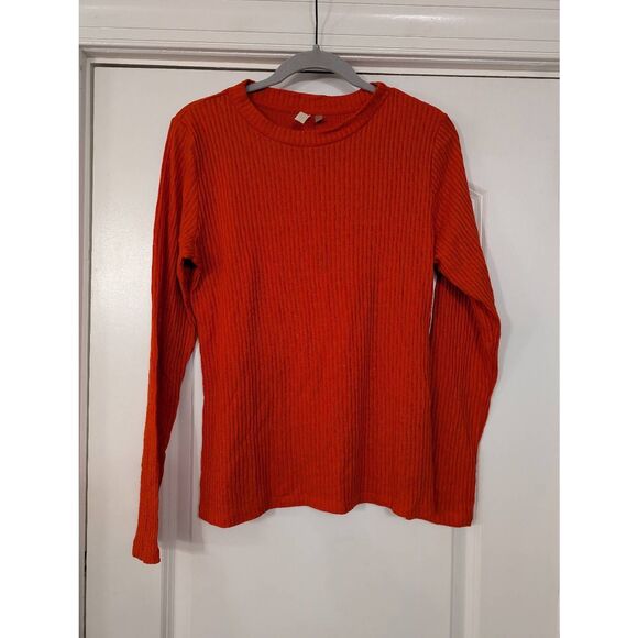 Anthropologie Pilcro Knit Long Sleeve Tee women's large orange Crewneck - Picture 1 of 5